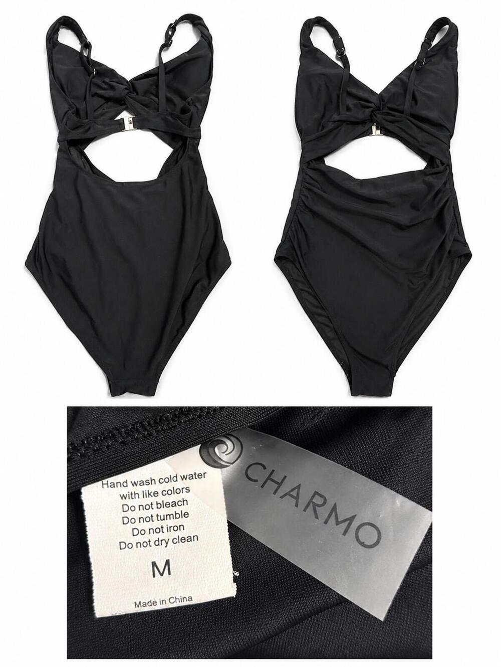 Charmo Black One-Piece Swimsuit with Cutout Detail Size M